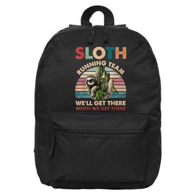 Vintage Sloth Running Team We'll Get There Funny Sloth 16 in Basic Backpack