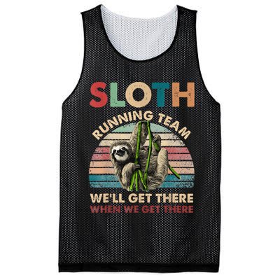 Vintage Sloth Running Team We'll Get There Funny Sloth Mesh Reversible Basketball Jersey Tank
