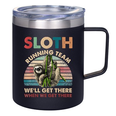 Vintage Sloth Running Team We'll Get There Funny Sloth 12oz Stainless Steel Coffee Mug
