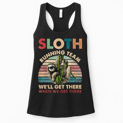 Vintage Sloth Running Team We'll Get There Funny Sloth Womens Tank Top