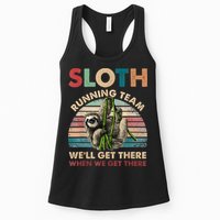 Vintage Sloth Running Team We'll Get There Funny Sloth Womens Tank Top