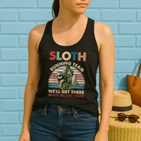Vintage Sloth Running Team We'll Get There Funny Sloth Womens Tank Top