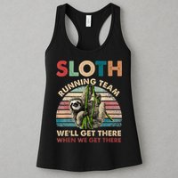 Vintage Sloth Running Team We'll Get There Funny Sloth Womens Tank Top