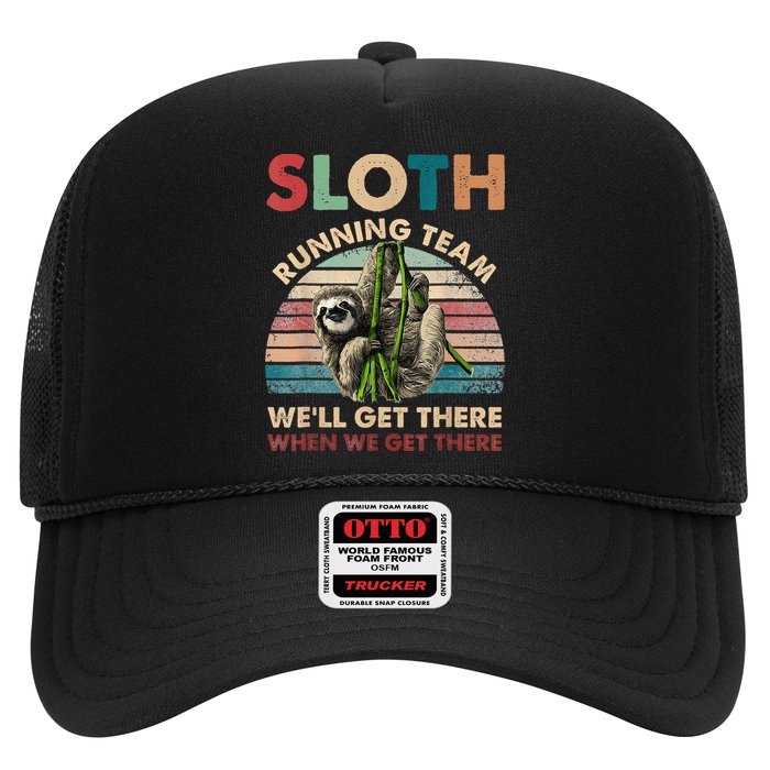Vintage Sloth Running Team We'll Get There Funny Sloth Trucker Hat