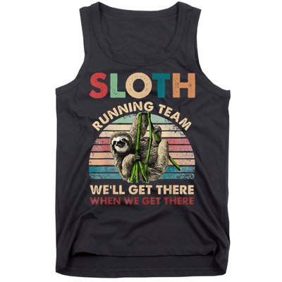 Vintage Sloth Running Team We'll Get There Funny Sloth Tank Top