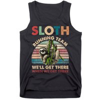 Vintage Sloth Running Team We'll Get There Funny Sloth Tank Top