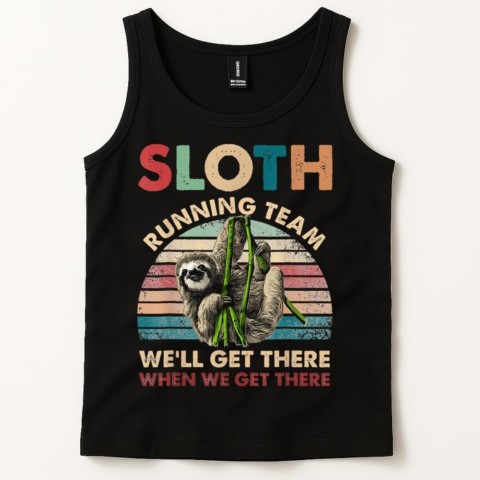 Vintage Sloth Running Team We'll Get There Funny Sloth Tank Top