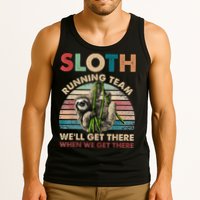 Vintage Sloth Running Team We'll Get There Funny Sloth Tank Top