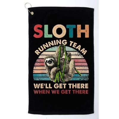 Vintage Sloth Running Team We'll Get There Funny Sloth Golf Towel
