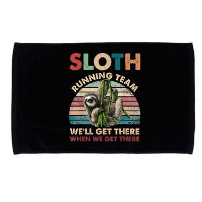 Vintage Sloth Running Team We'll Get There Funny Sloth Microfiber Hand Towel