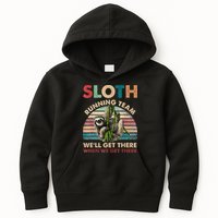 Vintage Sloth Running Team We'll Get There Funny Sloth Kids Hoodie