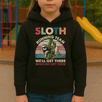 Vintage Sloth Running Team We'll Get There Funny Sloth Kids Hoodie