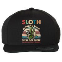 Vintage Sloth Running Team We'll Get There Funny Sloth Wool Snapback Cap