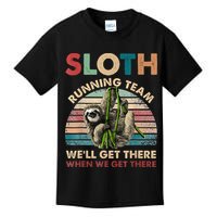 Vintage Sloth Running Team We'll Get There Funny Sloth Kids T-Shirt