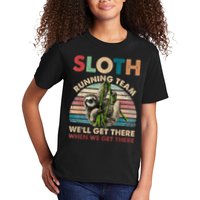 Vintage Sloth Running Team We'll Get There Funny Sloth Kids T-Shirt