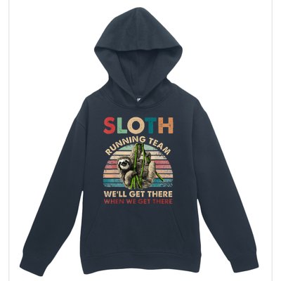 Vintage Sloth Running Team We'll Get There Funny Sloth Urban Pullover Hoodie