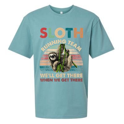 Vintage Sloth Running Team We'll Get There Funny Sloth Sueded Cloud Jersey T-Shirt