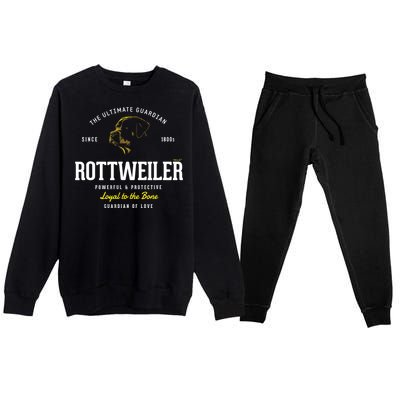 Vintage Styled Retro Rottweiler Premium Crewneck Sweatsuit Set