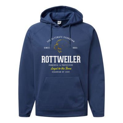 Vintage Styled Retro Rottweiler Performance Fleece Hoodie