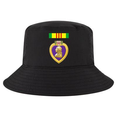 Vietnam Service Ribbon Above Purple Heart Military Cool Comfort Performance Bucket Hat