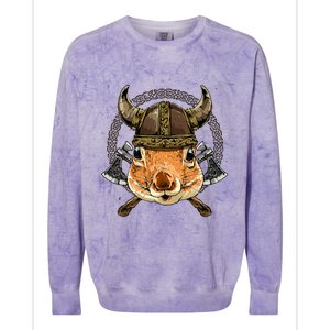 Viking Squirrel Renaissance Norse Pagan Valhalla Animal Colorblast Crewneck Sweatshirt