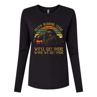 Vintage Sloth Running Team Well Get There Funny Sloth Womens Cotton Relaxed Long Sleeve T-Shirt