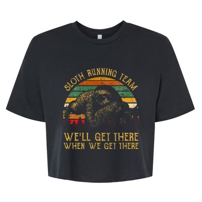 Vintage Sloth Running Team Well Get There Funny Sloth Bella+Canvas Jersey Crop Tee