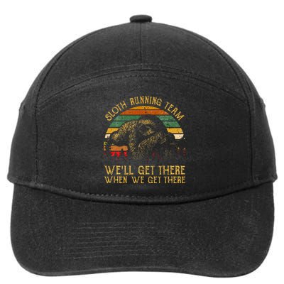 Vintage Sloth Running Team Well Get There Funny Sloth 7-Panel Snapback Hat