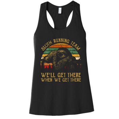 Vintage Sloth Running Team Well Get There Funny Sloth Women's Racerback Tank