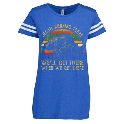 Vintage Sloth Running Team Well Get There Funny Sloth Enza Ladies Jersey Football T-Shirt