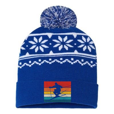 Vintage Ski Retro Skiing Freeski Skier Gift USA-Made Snowflake Beanie