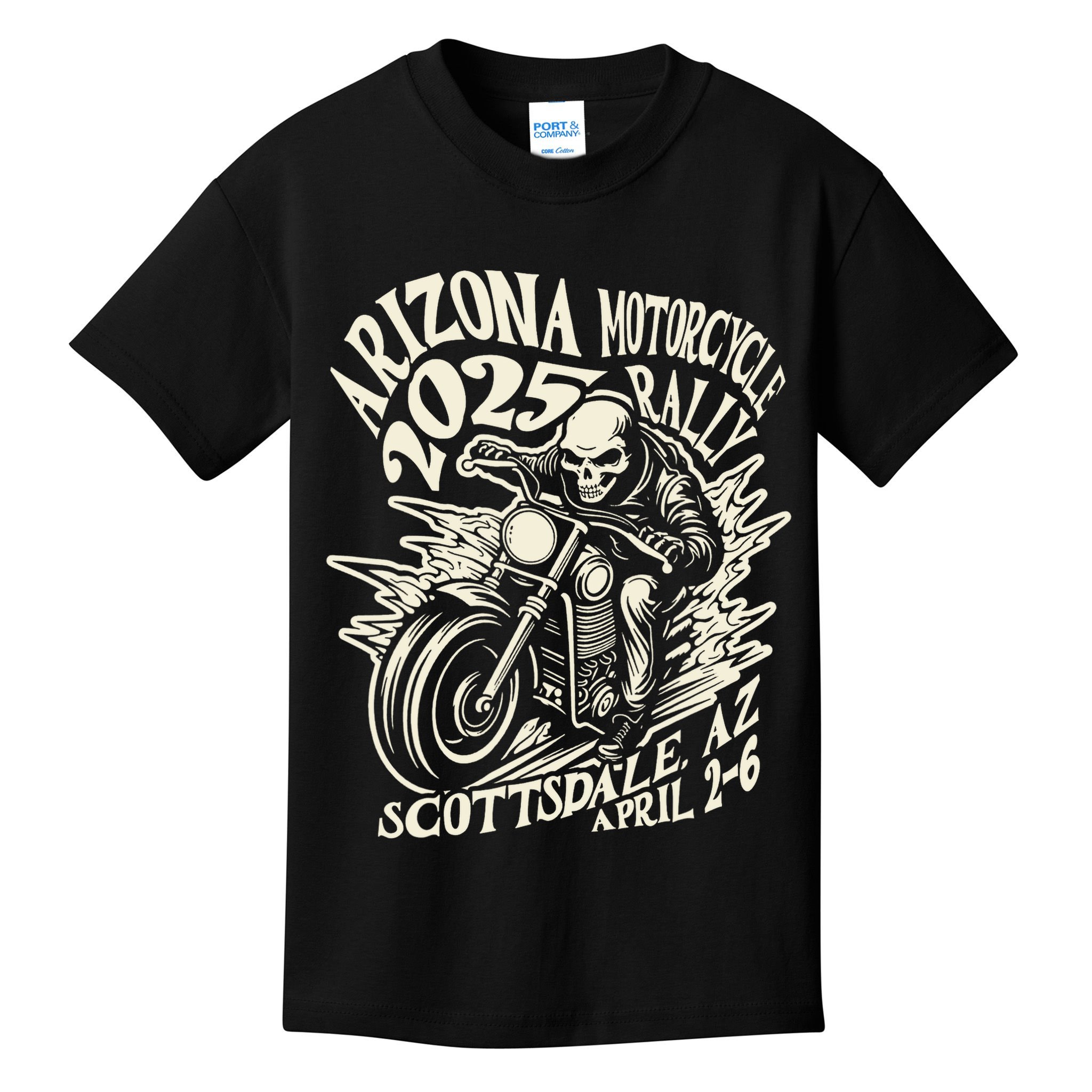 VIntage Skull Rider Arizona Motorcycle Rally 2025 Biker  Kids T-Shirt