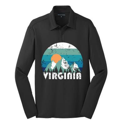 Virginia State Retro Vintage Silk Touch Performance Long Sleeve Polo