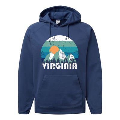 Virginia State Retro Vintage Performance Fleece Hoodie