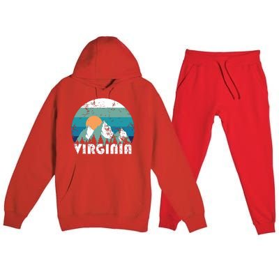 Virginia State Retro Vintage Premium Hooded Sweatsuit Set