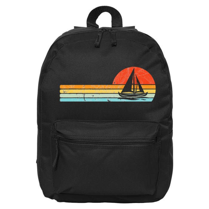 Vintage Sailboat Retro Sunset Boat Captain Sailing Gear 16 in Basic Backpack