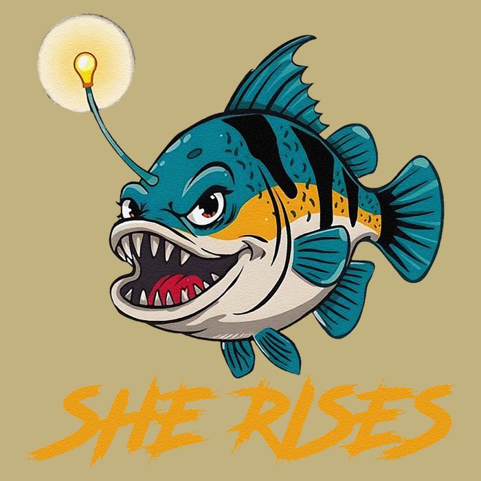 Vintage She Rises Cute Anglerfish Black Seadevils Funny Meme .Png T-Shirt