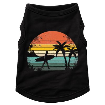 Vintage Surfing Retro Surf Style Palm Tree For Surfers Doggie Tank