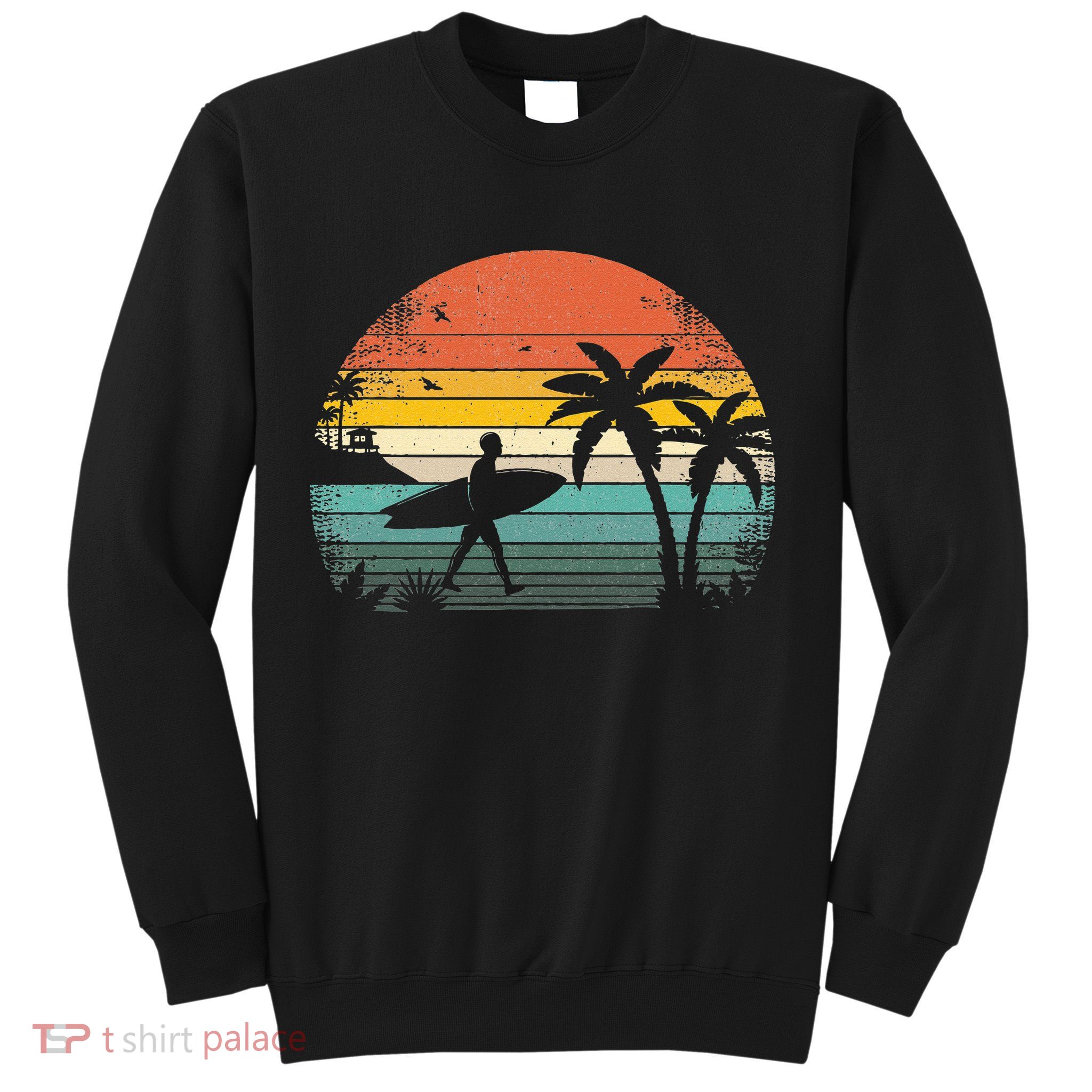 Vintage Surfing Retro Surf Style Palm Tree For Surfers Sweatshirt