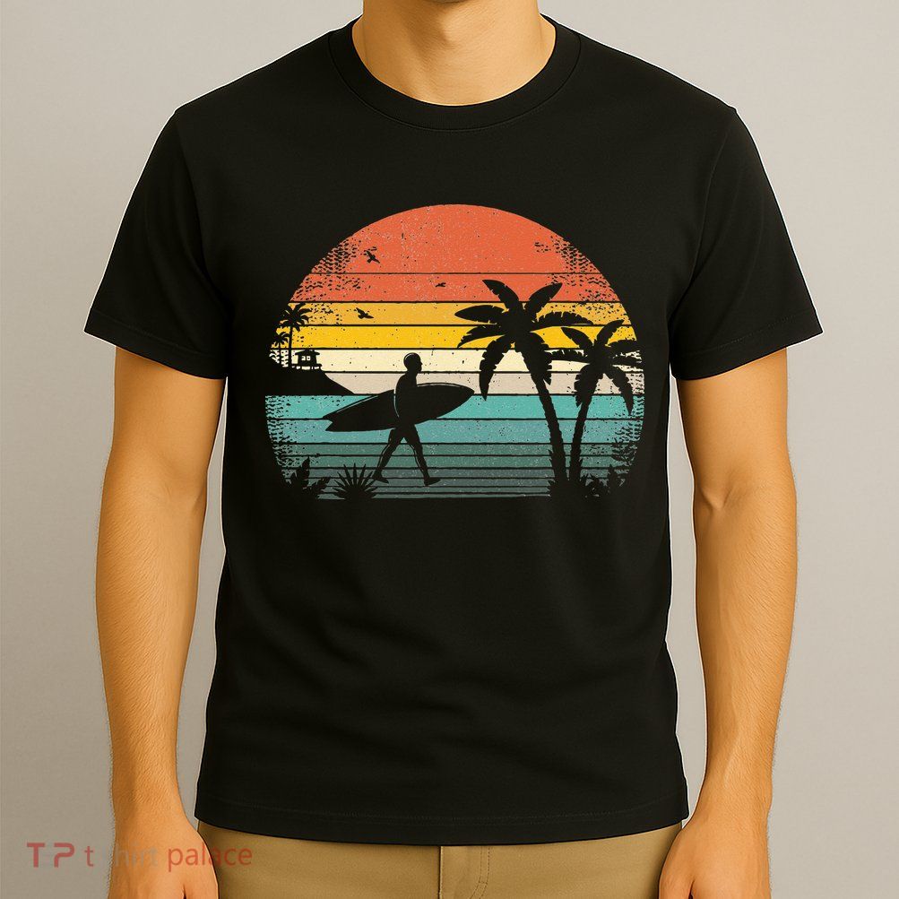 Vintage Surfing Retro Surf Style Palm Tree For Surfers T-Shirt