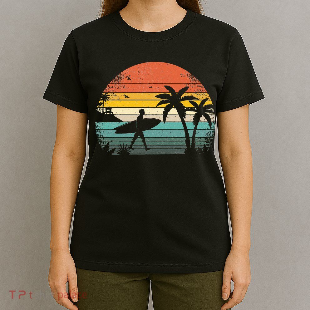 Vintage Surfing Retro Surf Style Palm Tree For Surfers T-Shirt