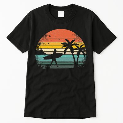 Vintage Surfing Retro Surf Style Palm Tree For Surfers Tall T-Shirt
