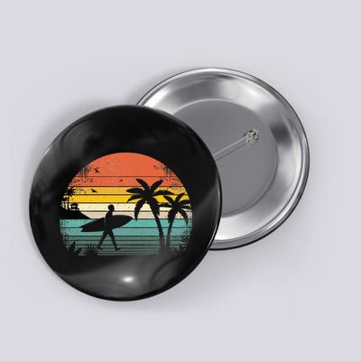 Vintage Surfing Retro Surf Style Palm Tree For Surfers Button