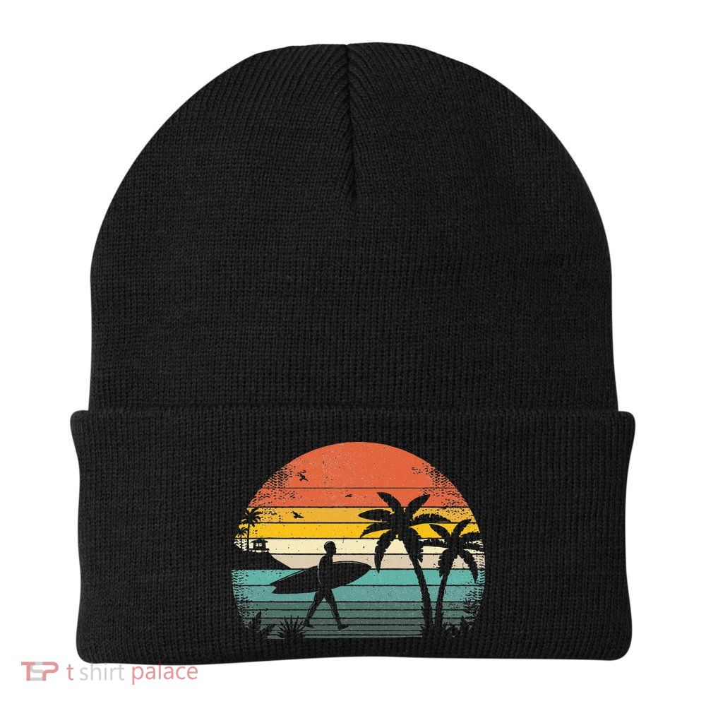 Vintage Surfing Retro Surf Style Palm Tree For Surfers Beanie