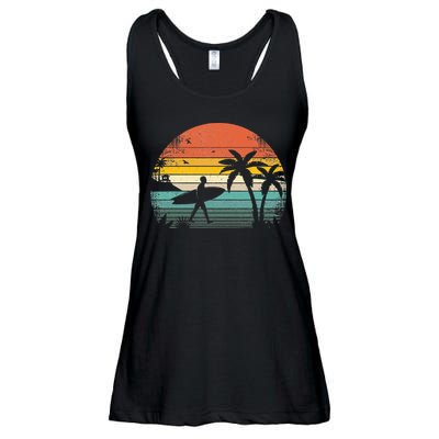 Vintage Surfing Retro Surf Style Palm Tree For Surfers Ladies Essential Flowy Tank