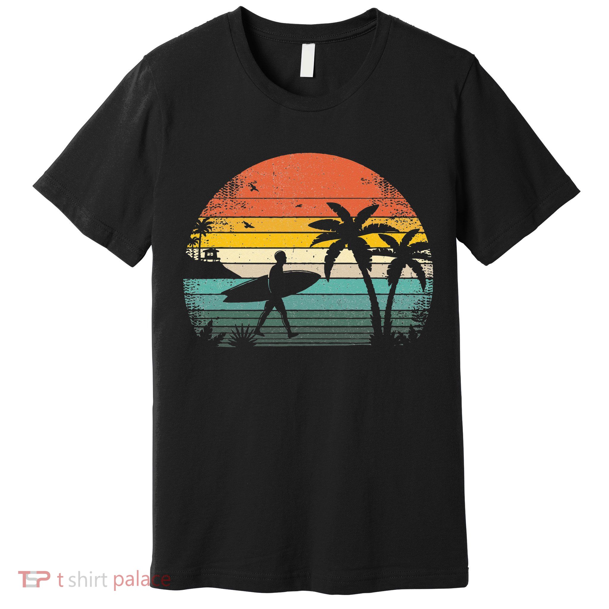 Vintage Surfing Retro Surf Style Palm Tree For Surfers Premium T-Shirt