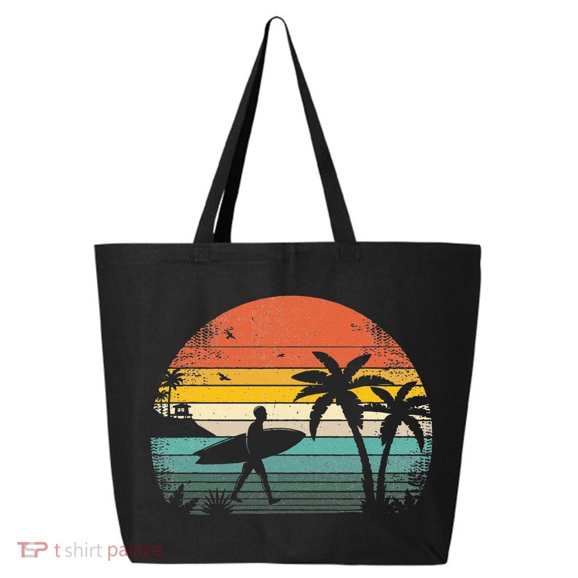 Vintage Surfing Retro Surf Style Palm Tree For Surfers 25L Jumbo Tote