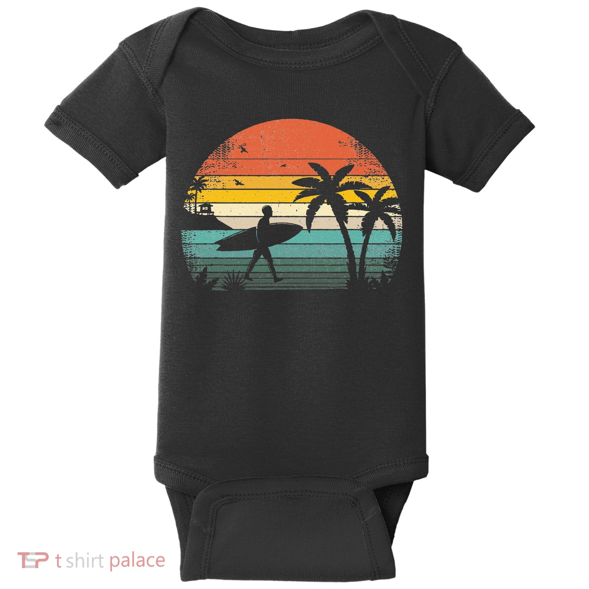 Vintage Surfing Retro Surf Style Palm Tree For Surfers Baby Bodysuit