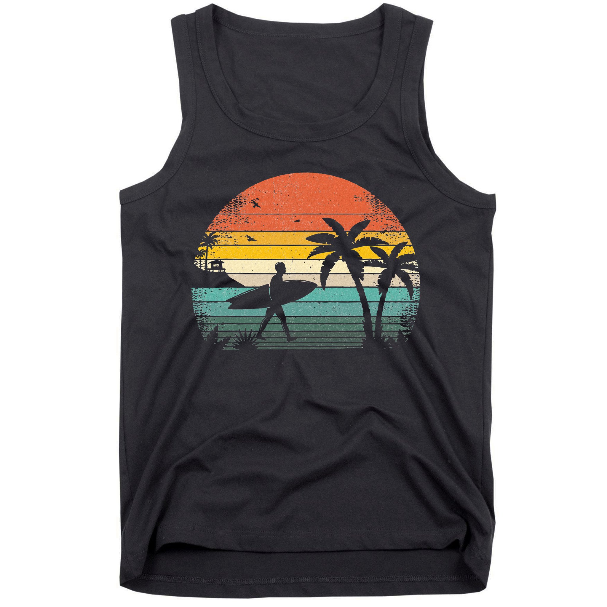 Vintage Surfing Retro Surf Style Palm Tree For Surfers Tank Top