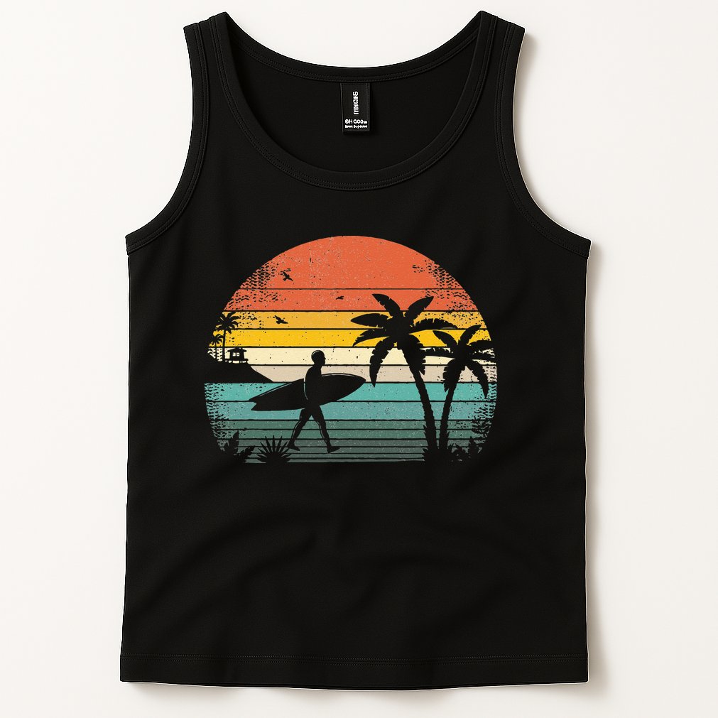 Vintage Surfing Retro Surf Style Palm Tree For Surfers Tank Top